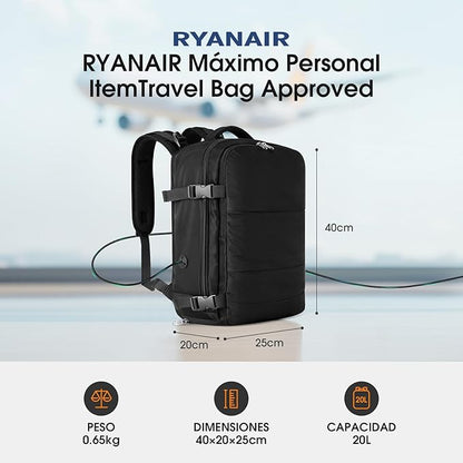 Mochilas de viaje para avion espaciosa