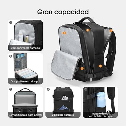 Mochilas de viaje para avion espaciosa