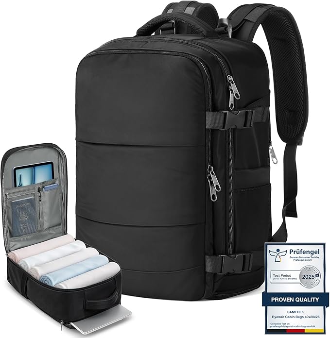 Mochilas de viaje para avion espaciosa