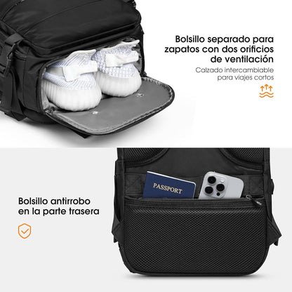 Mochilas de viaje para avion espaciosa
